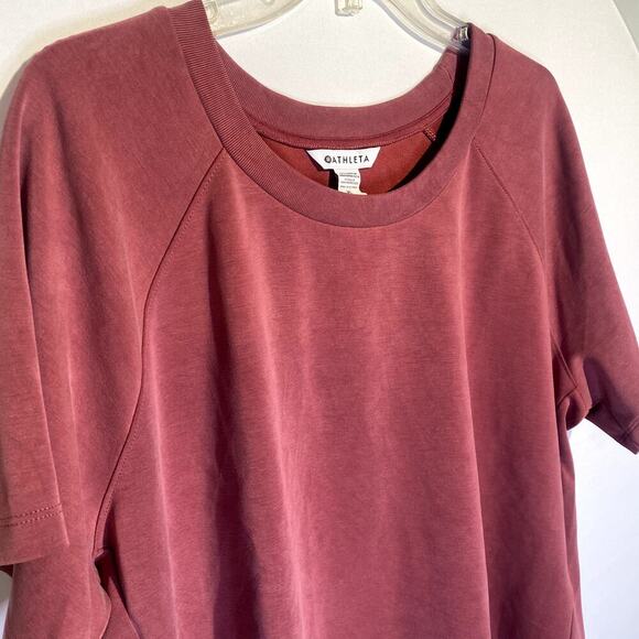 Athleta Brick Red Scoop Neck Short Sleeve Oversized Active Shirt - Picture 2 of 5